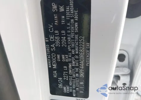 2024 Kia Forte Gt from USA, damaged, VIN 3KPF44AC0RE822252